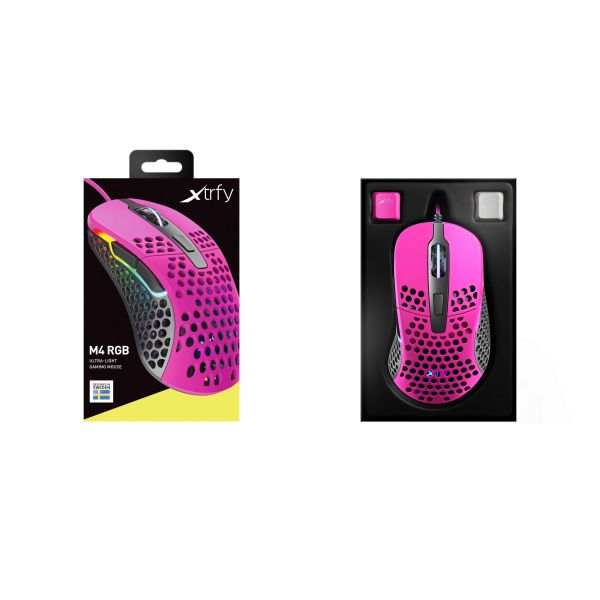 Xtrfy M4 RGB muis Rechtshandig USB Type-A Optisch 16000 DPI (XG-M4-RGB-PINK)