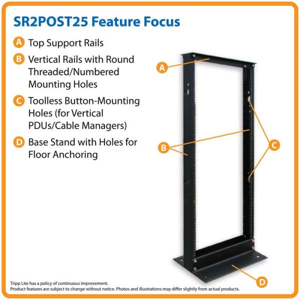 Tripp Lite SR2POST25 rack 25U Vrijstaande rek Zwart (SR2POST25)