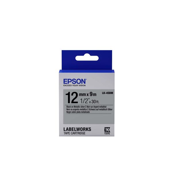 Epson Metallic Tape - LK-4SBM Metallic Blk/Siv 12/9 (C53S654019)