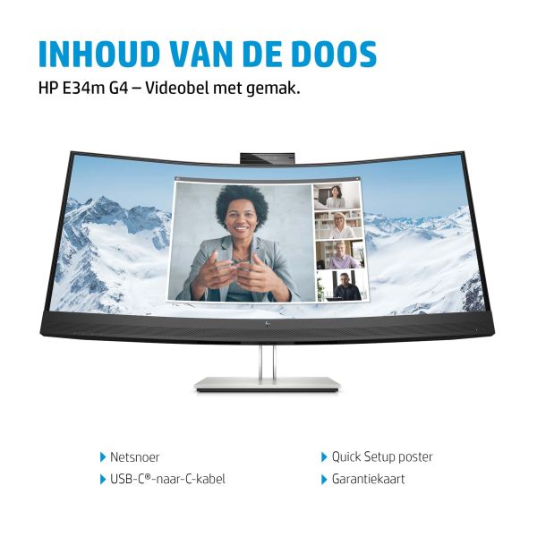 HP E34m G4 86,4 cm (34") 3440 x 1440 Pixels Wide Quad HD Zwart (40Z26AA)