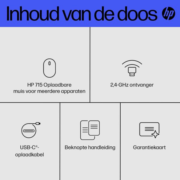 HP 715 oplaadbare muis voor meerdere apparaten (6E6F0AA#ABB)
