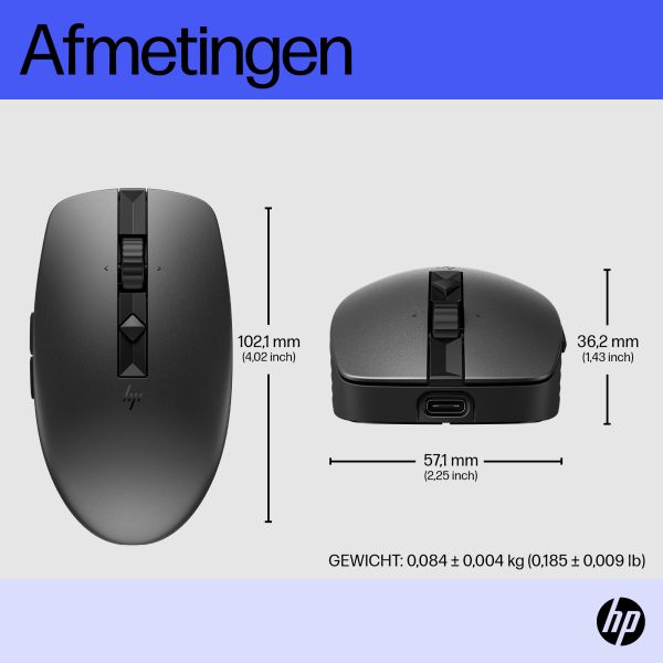 HP 715 oplaadbare muis voor meerdere apparaten (6E6F0AA#ABB)