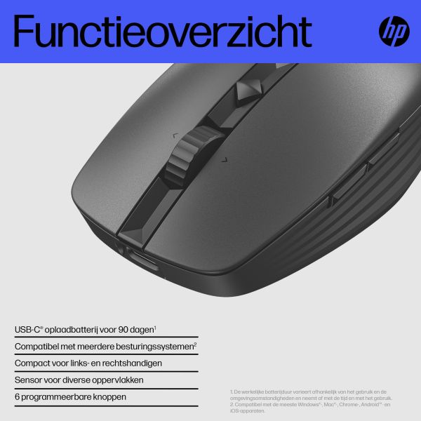 HP 715 oplaadbare muis voor meerdere apparaten (6E6F0AA#ABB)