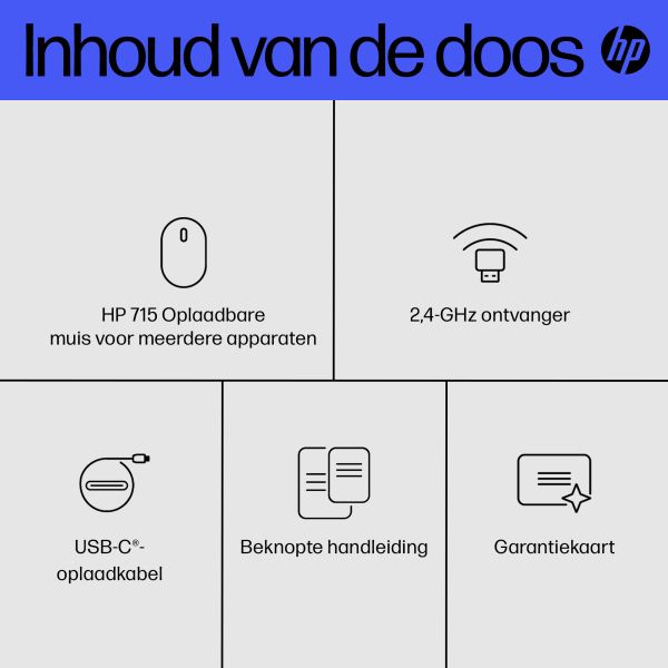 HP 715 oplaadbare muis voor meerdere apparaten (6E6F0AA#ABB)