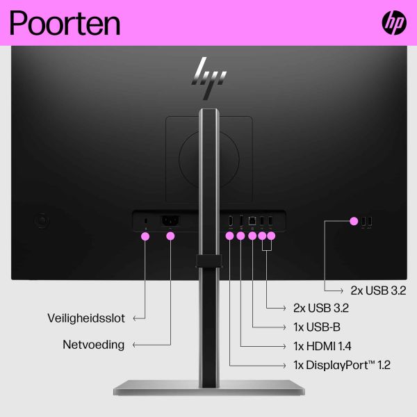 HP E27q G5 68,6 cm (27") 2560 x 1440 Pixels Quad HD LCD Zwart, Zilver (6N6F2AA)