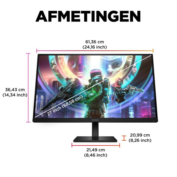 HP OMEN by HP 27qs 68,6 cm (27") 2560 x 1440 Pixels Quad HD Zwart (780J4AA#ABB)