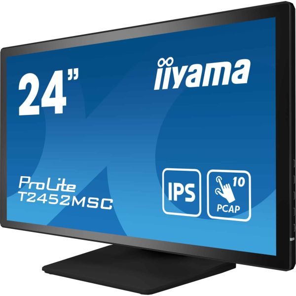 iiyama ProLite T2452MSC-B1 computer monitor 60,5 cm (23.8") 1920 x 1080 Pixels Full HD LCD Touchscreen Multi-gebruiker Zwart (T2452MSC-B1)