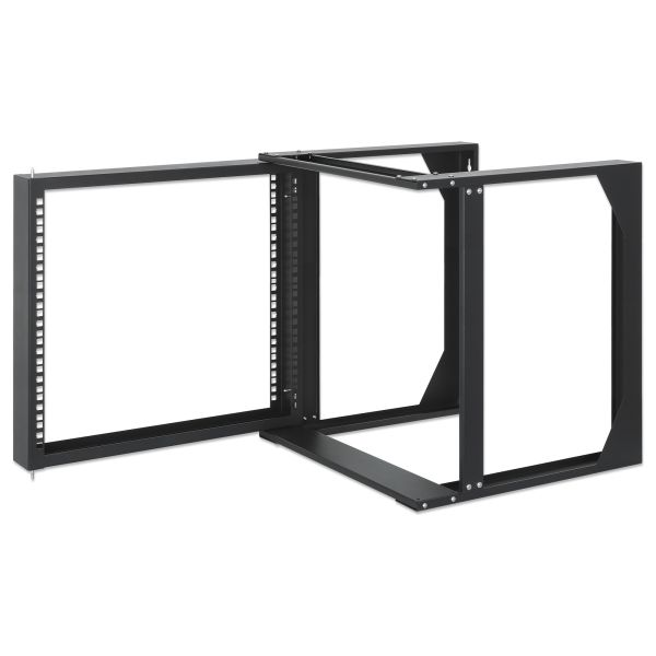 Intellinet 19" open frame rack voor wandmontage, 9U, scharnierend voorframe, 2-post uitvoering, diepte 17,7", bouwpakket, zwart RAL 9004 (716185)