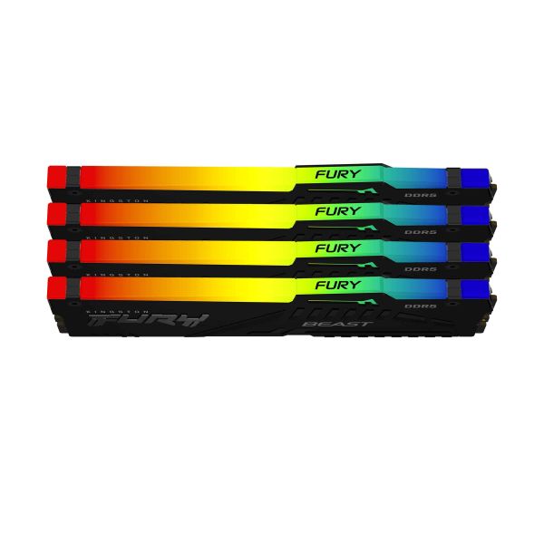 Kingston Technology FURY Beast 128GB 5200MT/s DDR5 CL40 DIMM (Kit van 4) RGB XMP (KF552C40BBAK4-128) 2/6 Kingston Technology FURY Beast 128GB 5200MT/s DDR5 CL40 DIMM (Kit van 4) RGB XMP