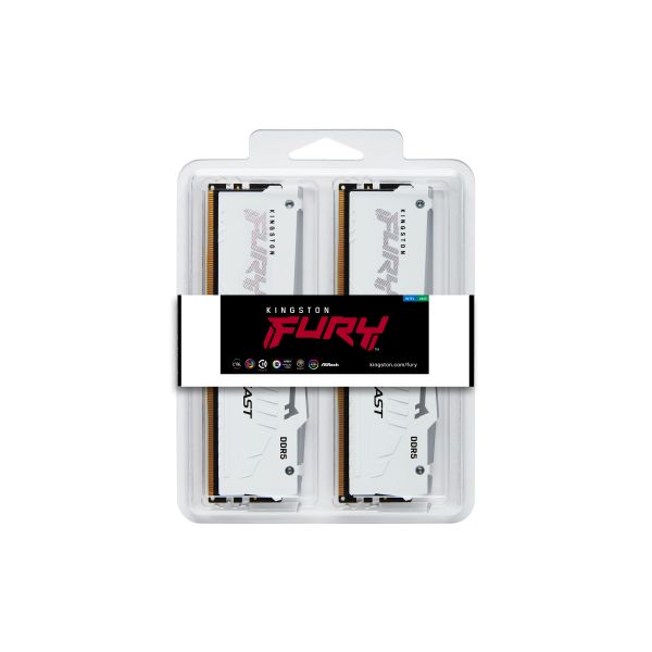 Kingston Technology FURY Beast 128GB 5600MT/s DDR5 CL40 DIMM (Kit van 4) White RGB XMP (KF556C40BWAK4-128)
