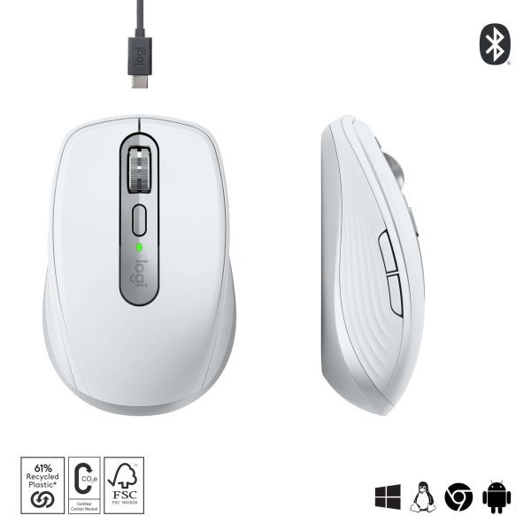 Logitech MX Anywhere 3S muis Kantoor Rechtshandig RF-draadloos + Bluetooth Laser 8000 DPI (910-006930)