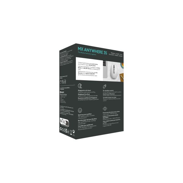 Logitech MX Anywhere 3S muis Kantoor Rechtshandig RF-draadloos + Bluetooth Laser 8000 DPI (910-006930)