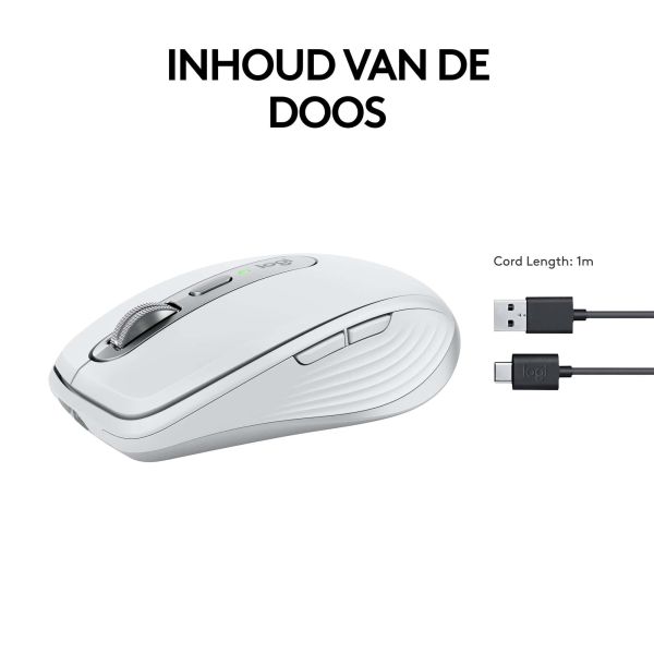 Logitech MX Anywhere 3S muis Kantoor Rechtshandig RF-draadloos + Bluetooth Laser 8000 DPI (910-006930)