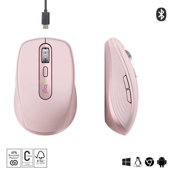 Logitech MX Anywhere 3S muis Kantoor Rechtshandig RF-draadloos + Bluetooth Laser 8000 DPI (910-006931)