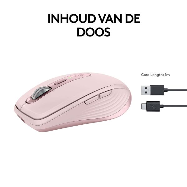 Logitech MX Anywhere 3S muis Kantoor Rechtshandig RF-draadloos + Bluetooth Laser 8000 DPI (910-006931)