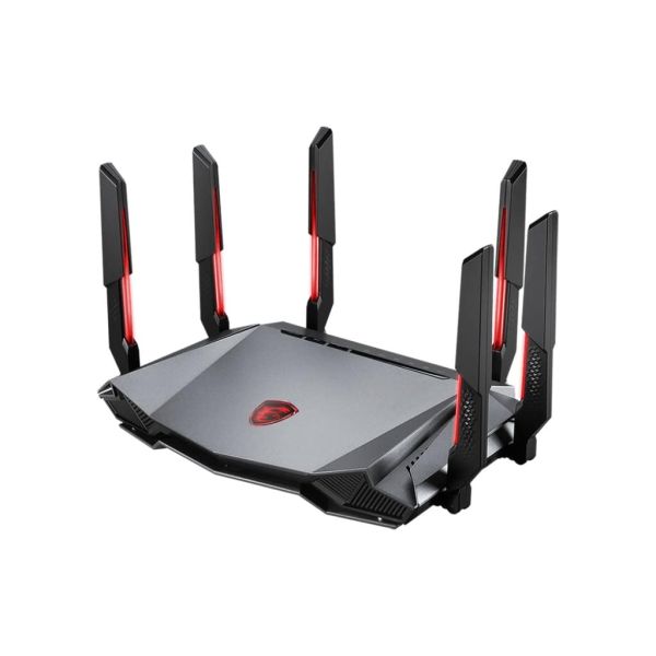 MSI RADIX AXE6600 WIFI 6E TRI-BAND draadloze router Gigabit Ethernet Dual-band (2.4 GHz / 5 GHz) Zwart, Rood (GRAXE66)