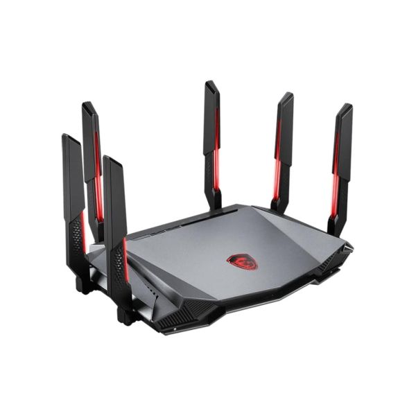 MSI RADIX AXE6600 WIFI 6E TRI-BAND draadloze router Gigabit Ethernet Dual-band (2.4 GHz / 5 GHz) Zwart, Rood (GRAXE66)