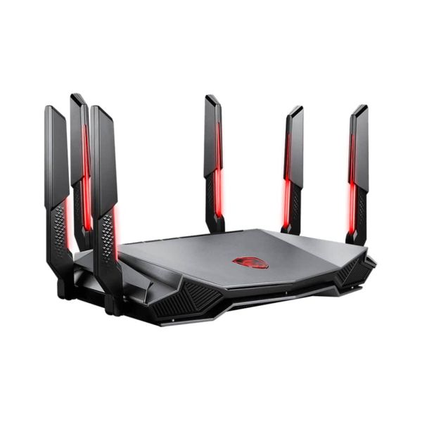 MSI RADIX AXE6600 WIFI 6E TRI-BAND draadloze router Gigabit Ethernet Dual-band (2.4 GHz / 5 GHz) Zwart, Rood (GRAXE66)