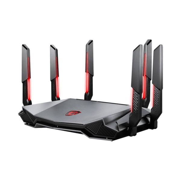 MSI RADIX AXE6600 WIFI 6E TRI-BAND draadloze router Gigabit Ethernet Dual-band (2.4 GHz / 5 GHz) Zwart, Rood (GRAXE66)