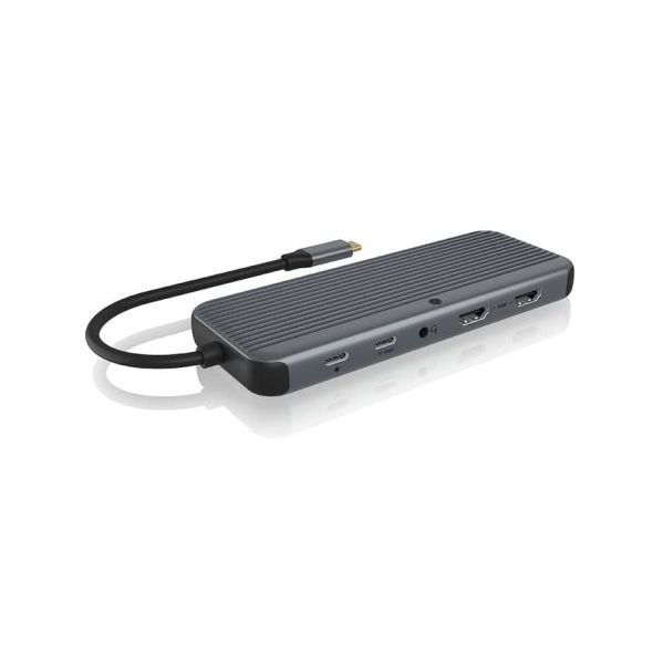 ICY BOX IB-DK4060-CPD notebook dock & poortreplicator Bedraad USB 3.2 Gen 1 (3.1 Gen 1) Type-C Zwart, Grijs (IB-DK4060-CPD)