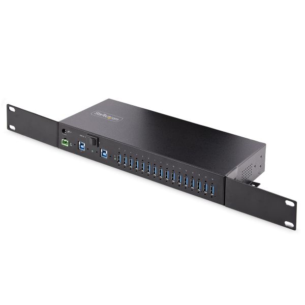 StarTech.com 16-Port Industrial USB 3.0 Hub, 5Gbps, Staal, DIN/Wand/Rack Monteerbaar, ESD Beveiliging, Terminal Block Voeding, Tot 120W Gedeelde USB Charging, Dual-Host Hub/Switch (5G16AINDS-USB-A-HUB)