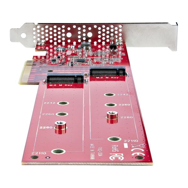 StarTech.com Dual M.2 PCI Express SSD Adapter Kaart, PCIe x8 / x16 naar Dual NVMe of AHCI M.2 SSDs, M2 PCIe Adapter, PCI Express 4.0, 7.8GBps/Schijf, PCIe Bifurcatie Vereist, Windows/Linux Compatibel (DUAL-M2-PCIE-CARD-B)