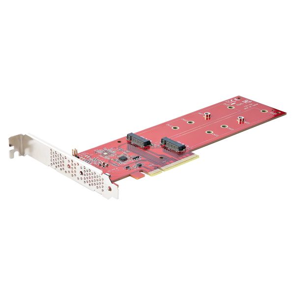 StarTech.com Dual M.2 PCI Express SSD Adapter Kaart, PCIe x8 / x16 naar Dual NVMe of AHCI M.2 SSDs, M2 PCIe Adapter, PCI Express 4.0, 7.8GBps/Schijf, PCIe Bifurcatie Vereist, Windows/Linux Compatibel (DUAL-M2-PCIE-CARD-B)