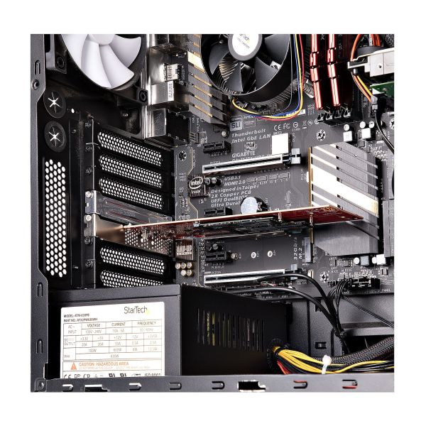 StarTech.com Dual M.2 PCI Express SSD Adapter Kaart, PCIe x8 / x16 naar Dual NVMe of AHCI M.2 SSDs, M2 PCIe Adapter, PCI Express 4.0, 7.8GBps/Schijf, PCIe Bifurcatie Vereist, Windows/Linux Compatibel (DUAL-M2-PCIE-CARD-B)