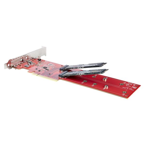 StarTech.com Dual M.2 PCI Express SSD Adapter Kaart, PCIe x8 / x16 naar Dual NVMe of AHCI M.2 SSDs, M2 PCIe Adapter, PCI Express 4.0, 7.8GBps/Schijf, PCIe Bifurcatie Vereist, Windows/Linux Compatibel (DUAL-M2-PCIE-CARD-B)