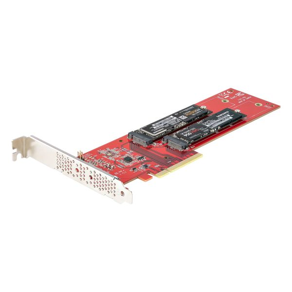 StarTech.com Dual M.2 PCI Express SSD Adapter Kaart, PCIe x8 / x16 naar Dual NVMe of AHCI M.2 SSDs, M2 PCIe Adapter, PCI Express 4.0, 7.8GBps/Schijf, PCIe Bifurcatie Vereist, Windows/Linux Compatibel (DUAL-M2-PCIE-CARD-B)