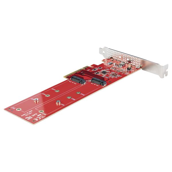 StarTech.com Dual M.2 PCI Express SSD Adapter Kaart, PCIe x8 / x16 naar Dual NVMe of AHCI M.2 SSDs, M2 PCIe Adapter, PCI Express 4.0, 7.8GBps/Schijf, PCIe Bifurcatie Vereist, Windows/Linux Compatibel (DUAL-M2-PCIE-CARD-B)