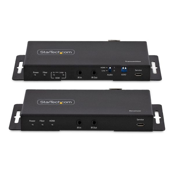 StarTech.com 4K HDMI over Fiber Extender Kit, 4K 60Hz tot 1km (Single Mode) of 300m (Multimode) LC Fiber Optic, HDR, HDCP, 3.5mm Audio/RS232/IR Extender, Transmitter & Receiver Kit, HDMI Rx/Tx (ST121HD20FXA2)