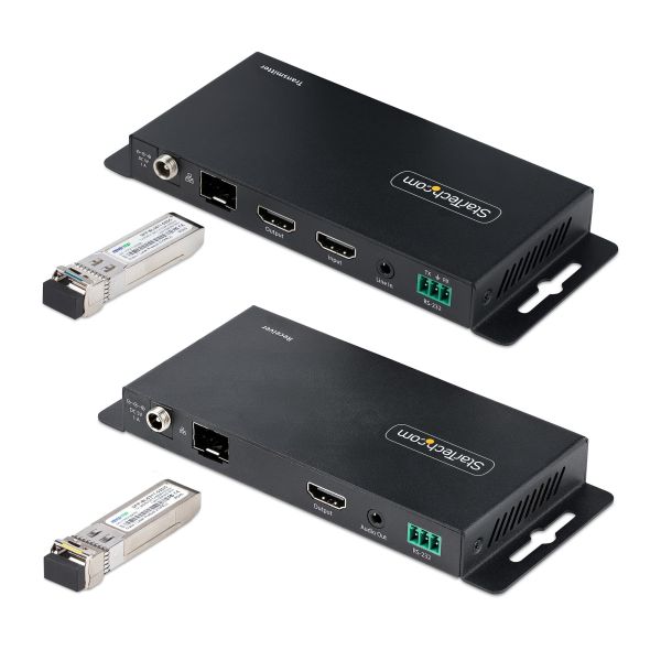 StarTech.com 4K HDMI over Fiber Extender Kit, 4K 60Hz tot 1km (Single Mode) of 300m (Multimode) LC Fiber Optic, HDR, HDCP, 3.5mm Audio/RS232/IR Extender, Transmitter & Receiver Kit, HDMI Rx/Tx (ST121HD20FXA2)
