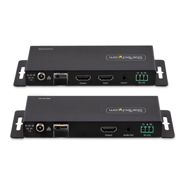 StarTech.com 4K HDMI over Fiber Extender Kit, 4K 60Hz tot 1km (Single Mode) of 300m (Multimode) LC Fiber Optic, HDR, HDCP, 3.5mm Audio/RS232/IR Extender, Transmitter & Receiver Kit, HDMI Rx/Tx (ST121HD20FXA2)
