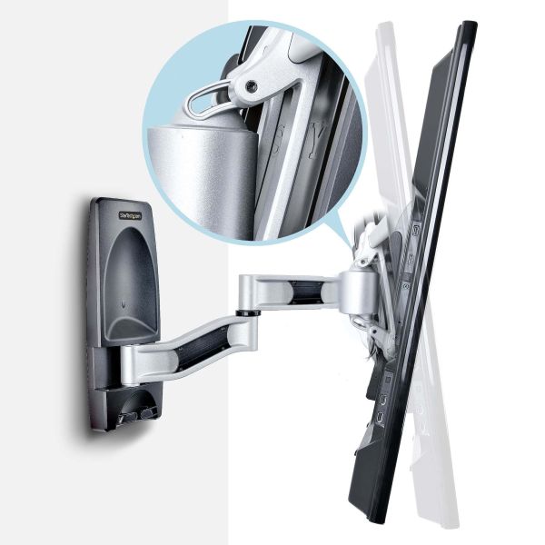 StarTech.com Draaibare TV Beugel voor 26" tot 65" (45kg) Flat of Curved TVs, VESA TV Muursteun, Inklapbaar/Kantelbaar, Low Profile TV Muurbeugel, Zwenkbare Premium TV Arm (TV-WALL-MOUNT-65FS)