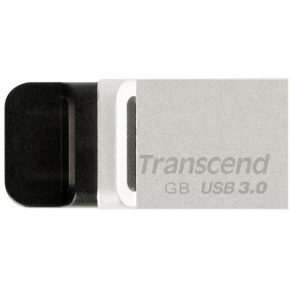 Transcend JetFlash 880 OTG 32GB USB flash drive USB Type-A / Micro-USB 3.2 Gen 1 (3.1 Gen 1) Zwart, Zilver (TS32GJF880S)