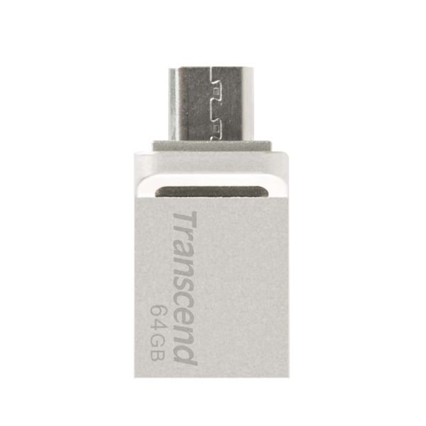 Transcend JetFlash 880 OTG 32GB USB flash drive USB Type-A / Micro-USB 3.2 Gen 1 (3.1 Gen 1) Zwart, Zilver (TS32GJF880S)
