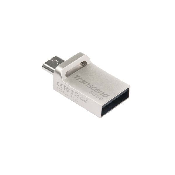 Transcend JetFlash 880 OTG 32GB USB flash drive USB Type-A / Micro-USB 3.2 Gen 1 (3.1 Gen 1) Zwart, Zilver (TS32GJF880S)