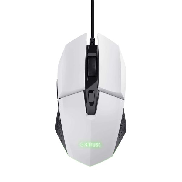 Trust GXT 109W Felox Gaming Muis - Bedrade gamingmuis – 6 programmeerbare knoppen – 6400 DPI – Wit (25066)