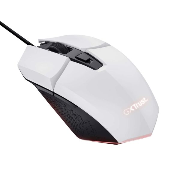 Trust GXT 109W Felox Gaming Muis - Bedrade gamingmuis – 6 programmeerbare knoppen – 6400 DPI – Wit (25066)