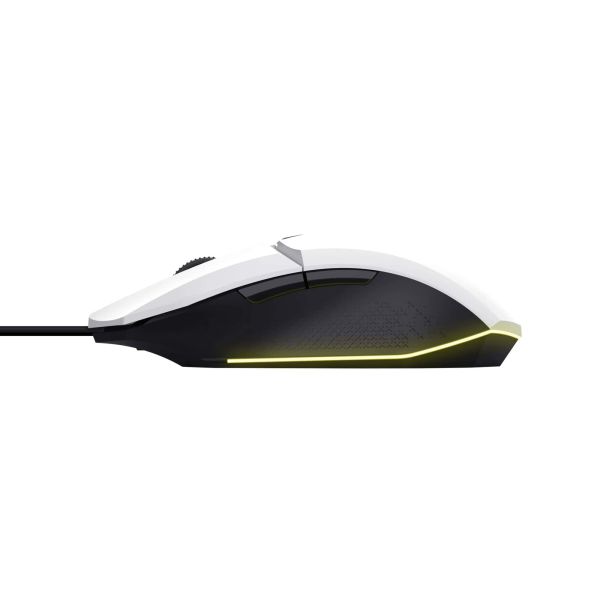Trust GXT 109W Felox Gaming Muis - Bedrade gamingmuis – 6 programmeerbare knoppen – 6400 DPI – Wit (25066)