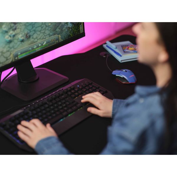 Trust GXT 109B Felox Gaming Muis – Gaming muis – PC gaming muis – Bedrade gaming muis – Instelbare DPI tot 6400 – Blauw (25067)