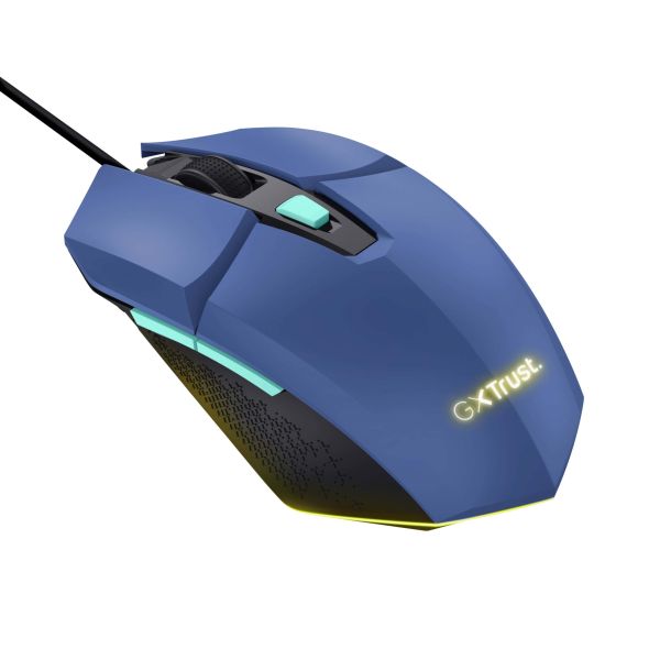 Trust GXT 109B Felox Gaming Muis – Gaming muis – PC gaming muis – Bedrade gaming muis – Instelbare DPI tot 6400 – Blauw (25067)
