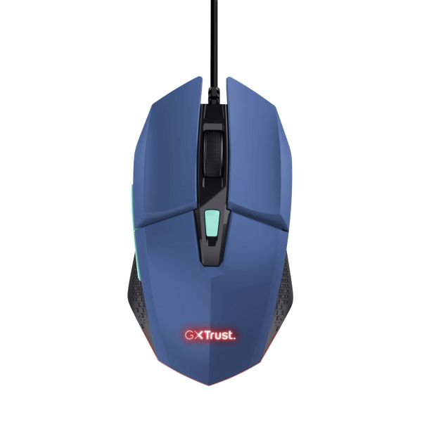 Trust GXT 109B Felox Gaming Muis – Gaming muis – PC gaming muis – Bedrade gaming muis – Instelbare DPI tot 6400 – Blauw (25067)