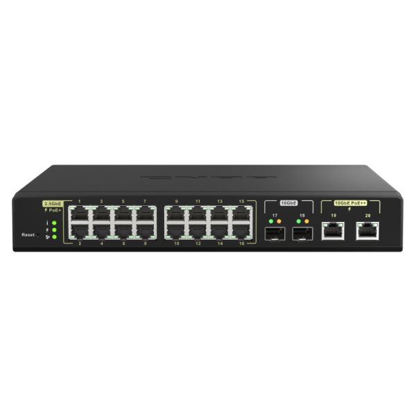 QNAP QSW-M2116P-2T2S netwerk-switch Managed L2 2.5G Ethernet Power over Ethernet (PoE) Zwart (QSW-M2116P-2T2S)