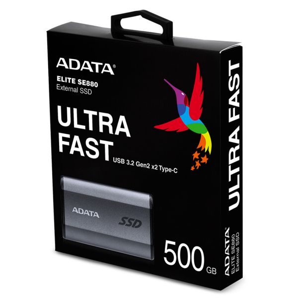 ADATA SE880 500 GB USB Type-C 3.2 Gen 2 (3.1 Gen 2) Wifi Grijs (AELI-SE880-500GCGY)