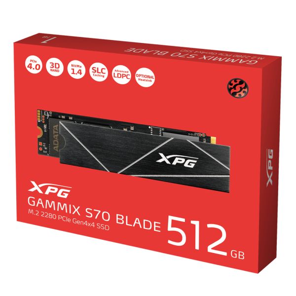 XPG GAMMIX S70 BLADE 512 GB M.2 PCI Express 4.0 NVMe 3D NAND (AGAMMIXS70B-512G-CS) XPG GAMMIX S70 BLADE 512 GB M.2 PCI Express 4.0 NVMe 3D NAND (AGAMMIXS70B-512G-CS)
