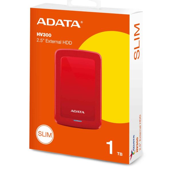 ADATA HV300 externe harde schijf 1 TB 2.5" 3.2 Gen 1 (3.1 Gen 1) Rood (AHV300-1TU31-CRD)
