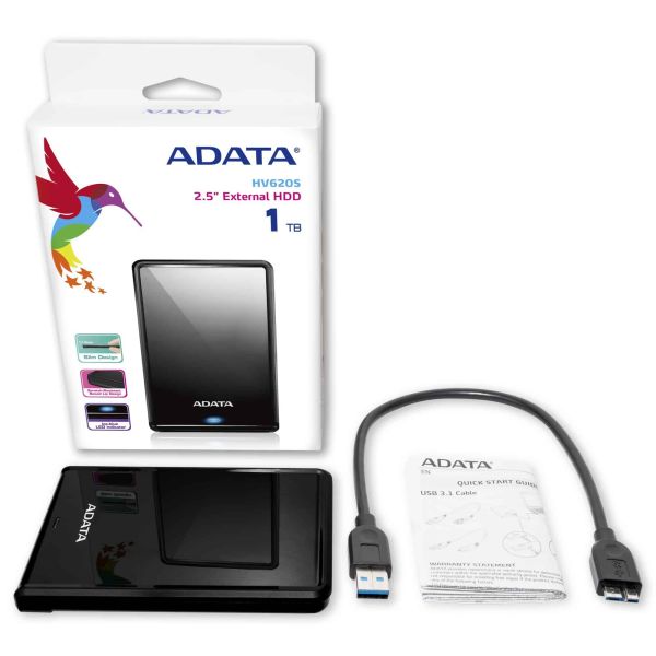 ADATA HV620S externe harde schijf 1 TB 2.5" Micro-USB B 3.2 Gen 1 (3.1 Gen 1) Zwart (AHV620S-1TU31-CBK)