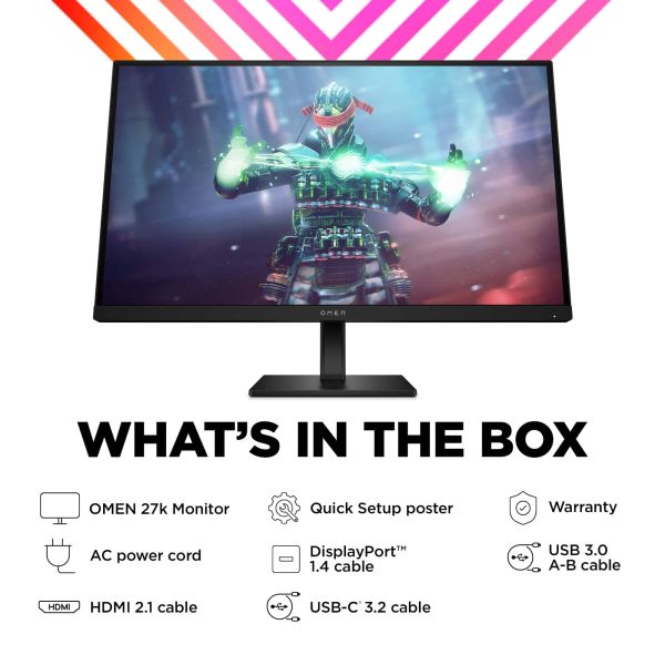 HP OMEN by HP 27k computer monitor 68,6 cm (27") 3840 x 2160 Pixels 4K Ultra HD LCD Zwart (780G8AA#ABB)